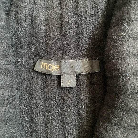 MAJE Contrasting ribbed cropped cardigan - Black with red and white trimming - Picture 6 of 8